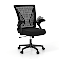 Miniatyrbillede 1 af 4: COSTWAY Ergonomisk kontorstol med foldbare armlæn, 30° vippet ryglæn, justerbart sæde fra 45 til 55 cm Svart
