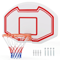 Miniatyrbillede 1 af 6: Væghængt Basketkurv 45 cm COSTWAY med Brudsikkert Panel, Rivefast Net til Børn Indendørs/Udendørs, 91 x 61 cm vit + röd