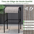 Pikkukuva 3 / 4: COSTWAY Setti, 2 selkänojatonta puutarhatuolia, korkea 76 cm, kaareva kangasistuin, baarijakkarat Patio Porch Bistroon Kaffe och svart