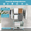 Miniatyrbillede 2 af 6: Mobilt Tøjstativ 4 Niveauer COSTWAY - Sammenklappeligt Tøjstativ med Skuffer - Sidevinge - 2 Klammer - Skoopbevaring - Blå