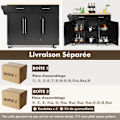 Pikkukuva 3 / 4: COSTWAY keittiövaunu/pyörillä oleva vaunu, Kitchen Island veitsenpidikkeellä, pyyheteline, 3 ovea ja 2 laatikkoa, musta