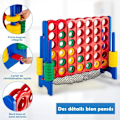 Miniatyrbillede 3 af 4: COSTWAY Giant Four-in-a-Row Spil for Børn med Net til Opsamling, Betjening til At Udløse Mønter 42 Ringe röd och blå