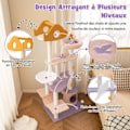 Miniatyrbild 3 av 4: COSTWAY Cat Tree 167 CM, Multi-Level Cat Tower, Spring Ball, Plysch Abborre, Hängmatta, Sisal Rep lila och rosa