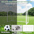 Miniatyrbillede 3 af 4: COSTWAY Fodboldmål 245 x 182 cm - Vejrbestandig UPVC-ramme - 5 levende fodboldkegler - Ground Stakes - Net inkluderet