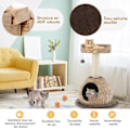 Pikkukuva 3 / 4: COSTWAY Cat Tree H 70,5 CM Niche-raapimistolppalla ja ripustettavalla Pompomilla ja kahvilla Beige och kaffe