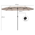 Miniatyrbillede 5 af 6: Dobbelt Haveparasol - COSTWAY - Beige - 460x270CM - Stål Polyester Lærred - Krank Beige