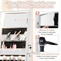 Miniatyrbillede 3 af 6: COSTWAY Fritstående smykkegarderobe med fuldlængde spejl og 3 farver LED, låsbar, til soveværelse, garderobe, hvid
