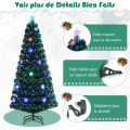 Miniatyrbillede 3 af 4: COSTWAY lysende LED kunstigt juletræ 180 cm fiberoptisk farve variabelt lys med topstjerne snedekoration