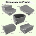 Miniatyrbild 4 av 4: COSTWAY Foam Building Blocks - för barn i åldrarna 3+ - 5 stycken - Maskintvättbara överdrag med dragkedjor - Grå