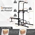 Miniatyrbild 4 av 4: COSTWAY Multi-Function Pull-Up Station med hopfällbar viktbänk, Chin Up Bar, armbågsskydd justerbara höjder
