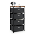 Miniatyrbillede 1 af 6: COSTWAY kommode med 4 stofskuffer 42 x 33,5 x 84,5 cm, med metalramme, opbevaringsskuffemøbler til soveværelse, industri, sort Svart