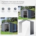 Miniatyrbillede 1 af 6: COSTWAY Metal Have i Haven 4,07 m² 213 x 191 x 195 cm med 2 låsbare skydedøre og 4 ventilationshuller grå til cykler