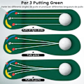 Miniatyrbillede 3 af 4: Bærbar golftræningsmåtte - COSTWAY - 300 x 96 cm - True-roll overflade - 3 kopper - 2 forhindringer Grön