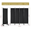 Miniatyrbillede 4 af 4: COSTWAY Stående Skærm 4 Paneler Foldbar 220x173 CM, Skillevæg Protect Privacy, Sort