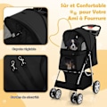 Miniatyrbillede 2 af 4: COSTWAY Foldbar Pet Buggy Klapvogn 4 Hjul Belastning 15KG Katte/Hundevogn med kopholder og opbevaringskurv Sort