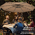 Miniatyrbillede 6 af 6: Parasol Déporté 3M - 40 LED-lys - COSTWAY - Krydsbase Sandpose - Beige - UV-beskyttelse 20+ Solcelle 6 Timer Beige