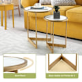 Miniatyrbild 3 av 4: COSTWAY Round Nesting Soffbord - Guld Stålstruktur - Skandinavisk Stil