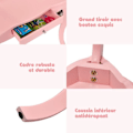 Pikkukuva 4 / 4: COSTWAY vaaleanpunainen lasten pukupöytä jakkaralla, meikkipöytä, kolmipaneelipeili ja laatikko, 70 x 34 x 103 CM Rosa