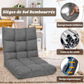 Miniatyrbillede 3 af 4: COSTWAY Foldbar Lazy Sofa, svampepolstret gulvstol, 14 positions tilbagelænet ryglæn, 106,5 x 55,5 x 10 cm, Grå