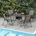 Miniatyrbillede 2 af 4: COSTWAY Sæt med 4 foldbare terrassestole, ingen samling, flet spisestuestole, til have, gård, ved poolen Rottingfärg: Gråmix | Ramfärg: Svart