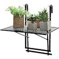 Miniatyrbillede 1 af 4: COSTWAY Samlet Balkonbord Sammenklappelig Højdejusterbar i 5 Niveauer Rustfri Sort til Balkon,Have