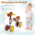 Miniatyrbillede 6 af 6: COSTWAY Draisienne Baby uden pedaler med sæde i kunstlæder og EVA skumhjul, 4 hjul, til fødselsdagsgave, brun