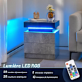 Pikkukuva 3 / 4: COSTWAY-sohvapöytä LED-valolla, 20 väriä ja 22 tilaa, 2 marmorikuvioista laatikkoa, 45 x 35 x 52 cm, musta ja harmaa