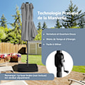 Miniatyrbillede 2 af 6: COSTWAY Dubbel Haveparasol med 48 Solcelle LED-lys, 12 Ribber, 470 x 280 x 246 cm, til Terrasse, Have, Grå