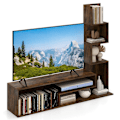 Miniatyrbild 1 av 6: COSTWAY 50" TV-möbel med "L"-förvaringshyllor, öppna fack, för vardagsrum, sovrum, hall, brun