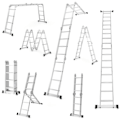 Miniatyrbillede 1 af 4: COSTWAY Teleskopstige 4.6M 7 i 1 - Aluminiumslegering - Belastning 150 kg - 17 trin - Skridsikre trin - Fodstøtter Pengar