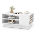 Miniatyrbillede 1 af 6: COSTWAY rektangulær sofabord, 2 åbne opbevaringshylder, moderne bord 86 x 56 x 41 cm, til stue, soveværelse, kontor, hvid Vit