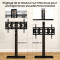 Miniatyrbillede 4 af 6: COSTWAY Mobil TV-stativ til TV'er 32" til 70", Justerbart TV-stativ med ekstra bred base, 600 x 400 mm