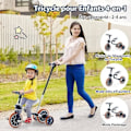 Pikkukuva 2 / 6: COSTWAY 5-in-1 Evolutionary kolmipyörä putterilla 2-4-vuotiaille lapsille, irrotettava poljin ja takapyörä, säädettävä istuin ja kahva sininen Blått, vitt och orange