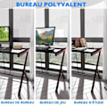 Miniatyrbillede 2 af 4: COSTWAY 3 i 1 gaming skrivebord 116X75X77 CM R-formet metalramme med justerbar fodstøtte, belastning 80 kg, designstil Svart