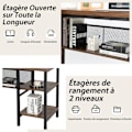 Miniatyrbillede 3 af 4: COSTWAY industrielt L-formet hjørneskrivebord, 150 x 140 x 75 cm Rummelig bordplade & 3 åbne hylder, rustik brun Rustik brun