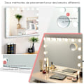 Miniatyrbild 6 av 6: COSTWAY Hollywood Makeup Mirror - 15 lampor, 10x förstoringsglas, pekskärm, 3 dimningslägen, Smart Bluetooth, USB - 58x48CM