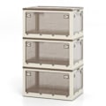 Miniatyrbillede 1 af 4: COSTWAY 98L x 3 plastopbevaringsboks - 3 foldbare opbevaringskasser - Hjul og 5 døre, 66,5 x 46,5 x 111,5 cm, hvid