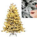 Pikkukuva 1 / 4: LED keinotekoinen joulukuusi 135 cm COSTWAY-200 lämpimän valkoiset valot esivalaistu 688 oksat valkoisella lumella PE PVC:tä