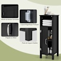 Miniatyrbillede 4 af 6: COSTWAY Badeværelsesskab med Justerbar Hylde og Dør, Opbevaringsorganisator til Toilet 30 x 30 x 80 CM Sort