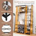 Miniatyrbillede 2 af 4: COSTWAY 5 i 1 knagerække 9 kroge & 5 sidehylder & 2 metalnethylder til entré og stue 118x40x180CM Sort Sort Brun