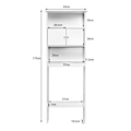 Pikkukuva 3 / 4: COSTWAY-hylly WC:n yläpuolella, kaappi, 2 ovea ja 2 avointa osastoa, kylpyhuone, 63 x 19,5 x 175 CM Vit