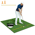 Miniatyrbillede 1 af 4: COSTWAY Golf Slagningsmåtte 152x117x2,7cm - Syntetisk Græs - 2 Tee Positioner - 2 Justeringsstænger - 6 Forudborede Tee Huller