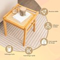 Miniatyrbillede 3 af 4: COSTWAY Bambus vanity skammel med PE rattan top og skridsikre fødder, makeup skammel til stue, soveværelse