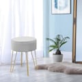 Pikkukuva 2 / 4: COSTWAY Pouf Pyöreä jakkara Ø39 cm, samettia, vankat metallijalat, ihanteellinen olohuoneeseen tai makuuhuoneeseen harmaa Grå