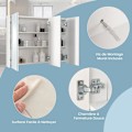 Pikkukuva 4 / 6: COSTWAY kylpyhuonekaappi peilillä ja 3 ovella 90x11x65 (LxLXK) CM WC-säilytysyksikkö seinäpeilillä