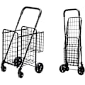 Miniatyrbillede 1 af 6: COSTWAY Sammenklappelig Shoppingvogn - 4 Hjul - 2 Kurv (48L + 10L), Stål - Maks. belastning: 20 KG - Indkøbskurv-Sort Svart