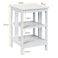 Miniatyrbillede 4 af 4: COSTWAY Sæt med 2 3-lags sengebord, enkelt og moderne sidebord, til soveværelse, stue 40x40x61CM Hvid