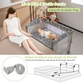 Miniatyrbillede 3 af 4: COSTWAY Foldbar babyparaplyseng 0-36 måneder 5 i 1 soveseng med madras, puslebord, justerbart autoværn, taske, 3 legetøj Beige Grå