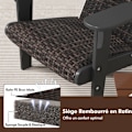 Miniatyrbillede 5 af 6: COSTWAY Adirondack Have stol i PEHD, Polstret sæde og ryg i rattan, brede armlæn og skjult kopholder, sort Svart