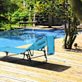 Miniatyrbillede 6 af 6: COSTWAY 5-positions justerbar klapstol med nakkestøtte og ansigtshule, til terrasse, camping, 160 kg, turkis Turkos